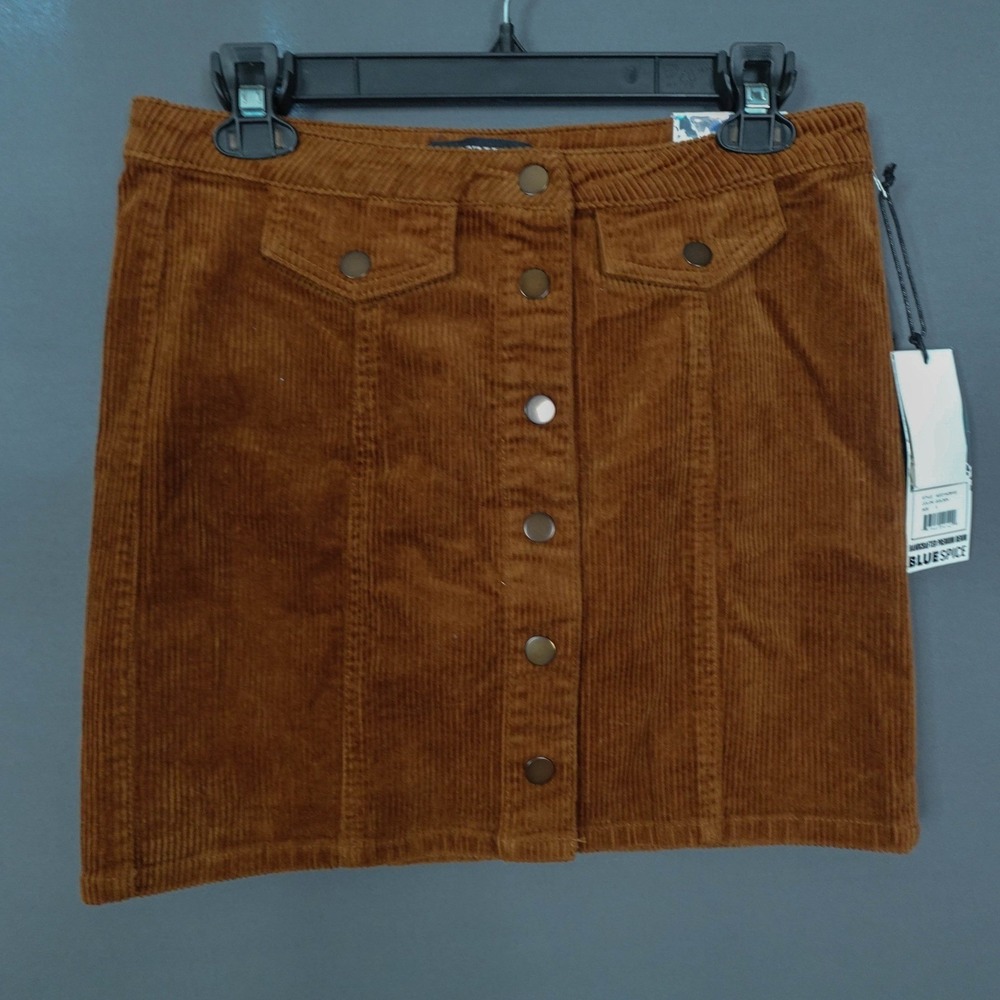 Blue Spice Corduroy Skirt Women 9 Brown Slim Structured Ribbed Retro 90s Boho
